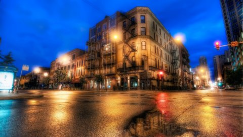 Чикаго, Иллинойс, улица, вечер, hdr
