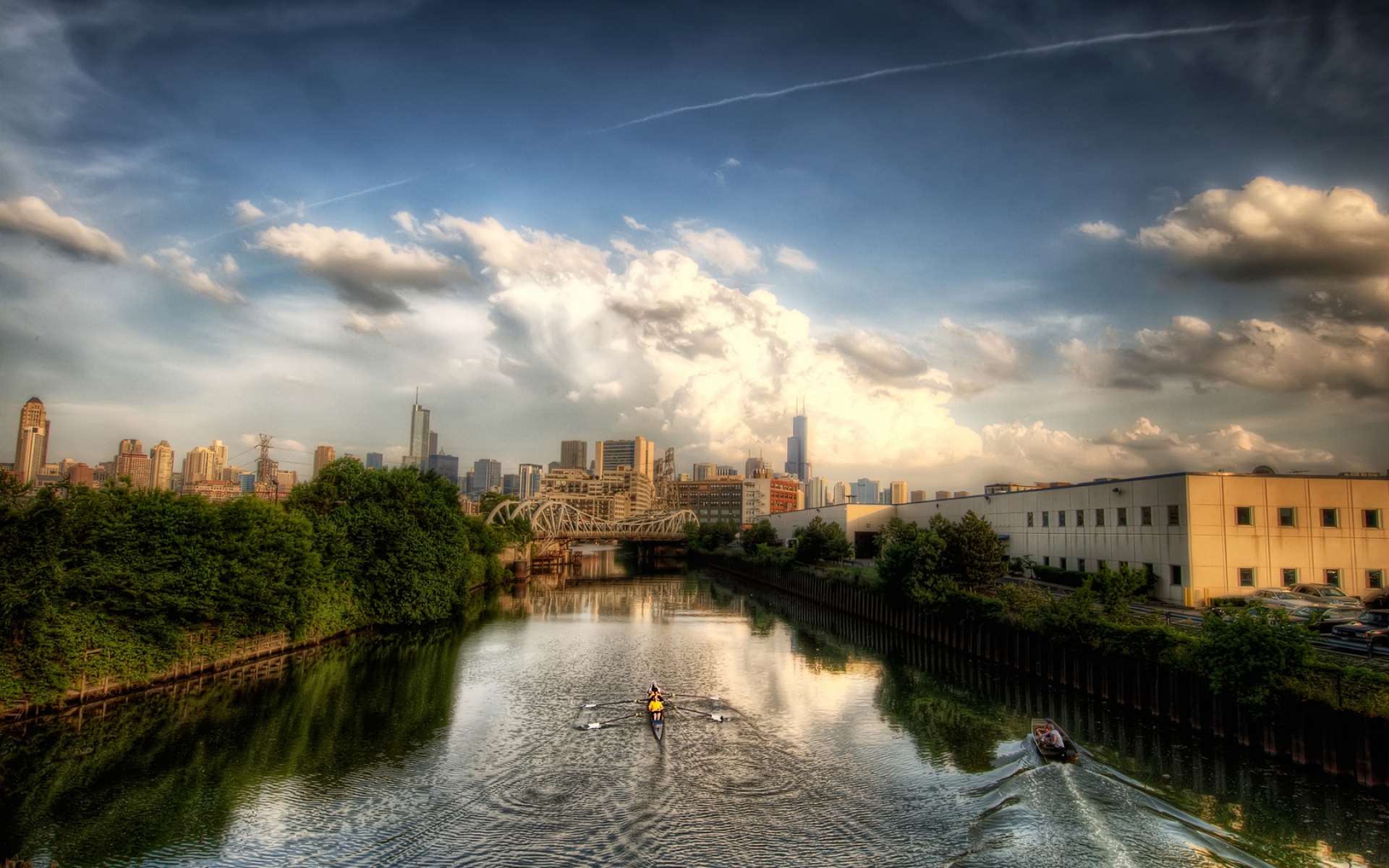 Картинки Чикаго, Иллинойс, река, hdr фото и обои на рабочий стол