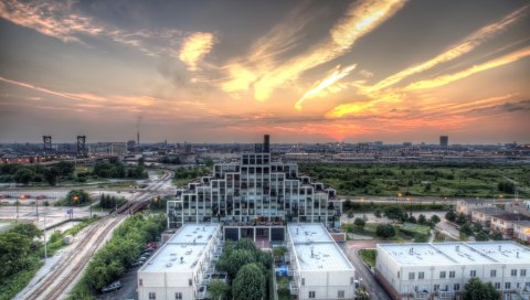 Чикаго, Иллинойс, закат, hdr