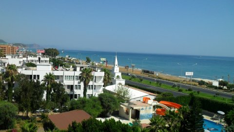 Турция, Аланья, море, дорога, отель, зелень, холмы, пляж