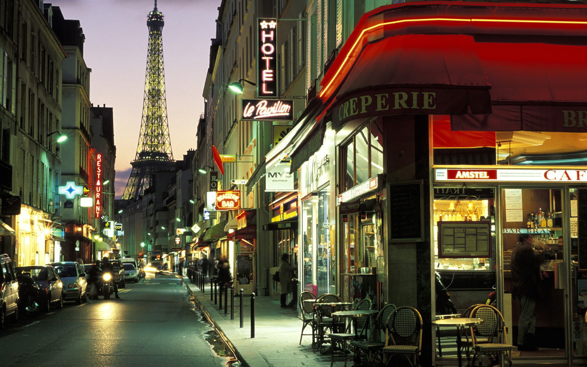 Картинки Париж, улица, вечер, франция фото и обои на рабочий стол