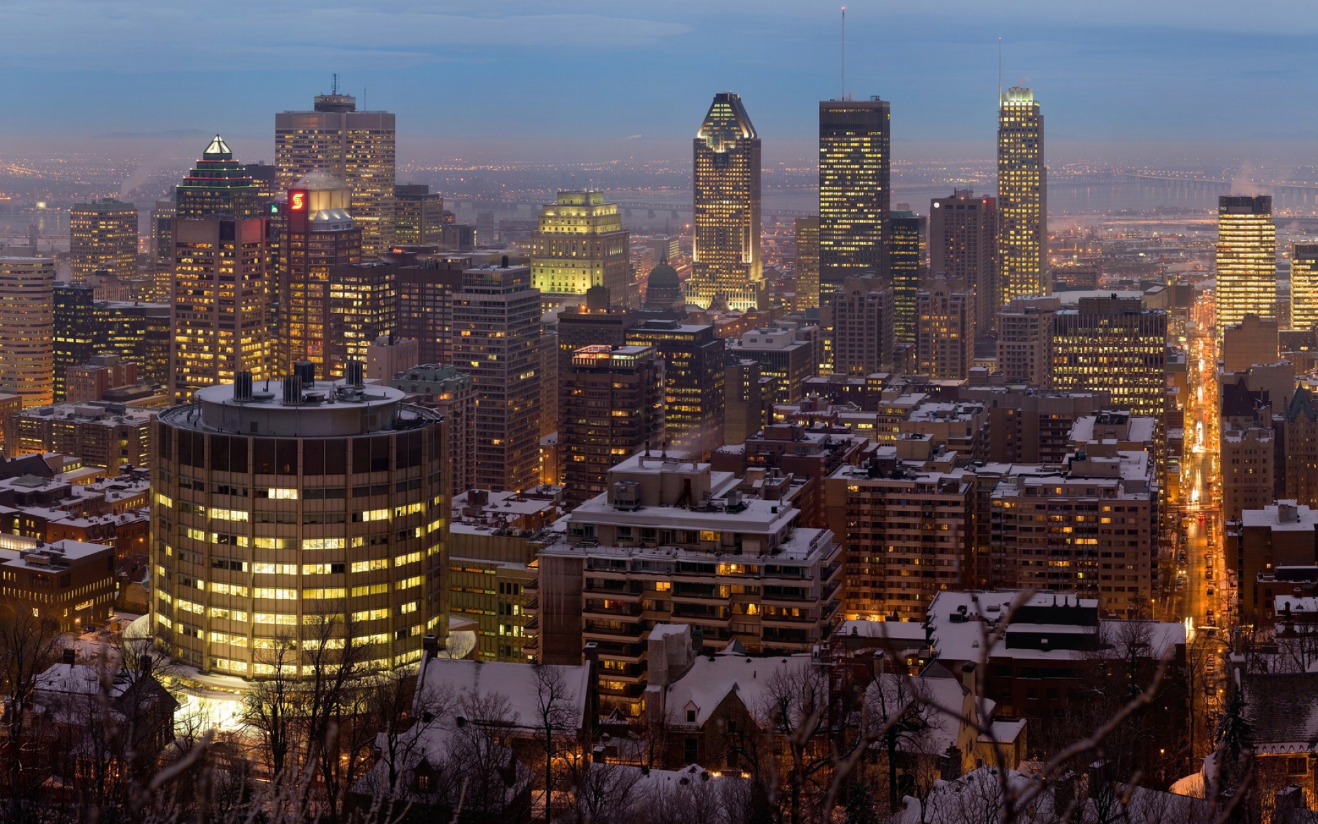 Картинки Канада, Монреаль, город, ночь, зима фото и обои на рабочий стол