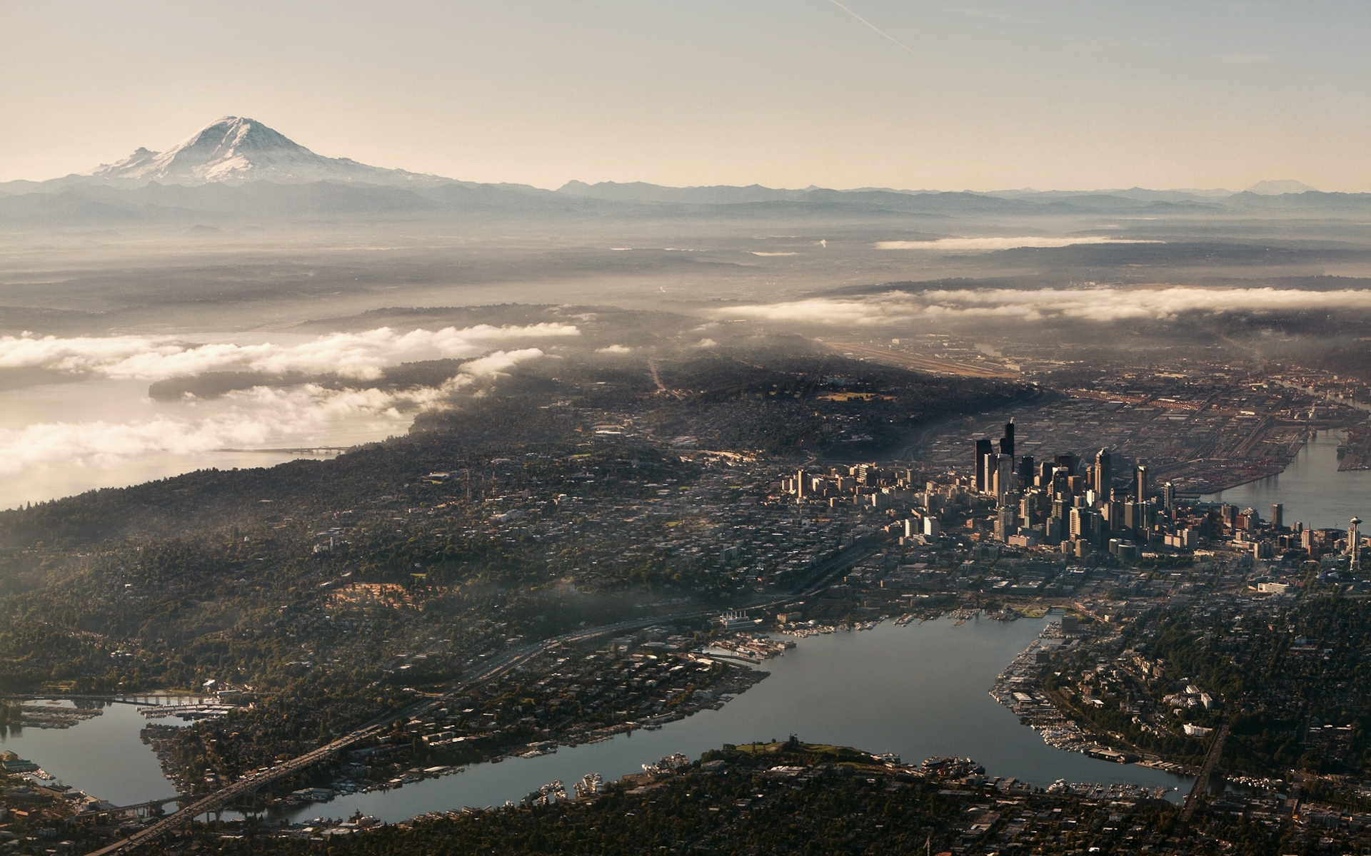 Картинки Сиэтл, США, вид сверху, панорама фото и обои на рабочий стол