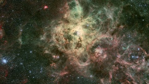 Туманность, галактика, звезды, вселенная, пятна, вспышки