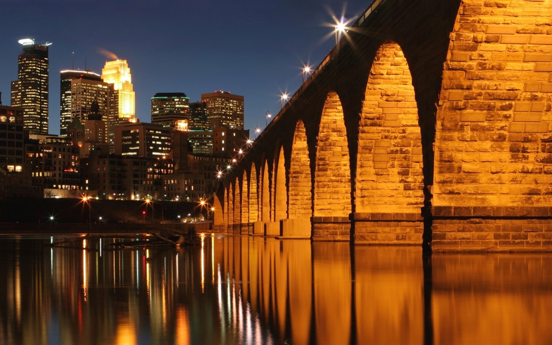 Картинки Миннеаполис, Миссисипи, Река, Мост, Город фото и обои на рабочий стол