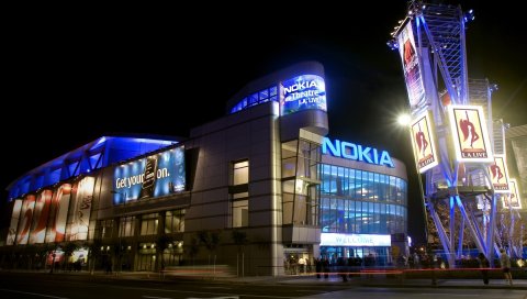 Los angeles, nokia театр, улица, здание, ночь