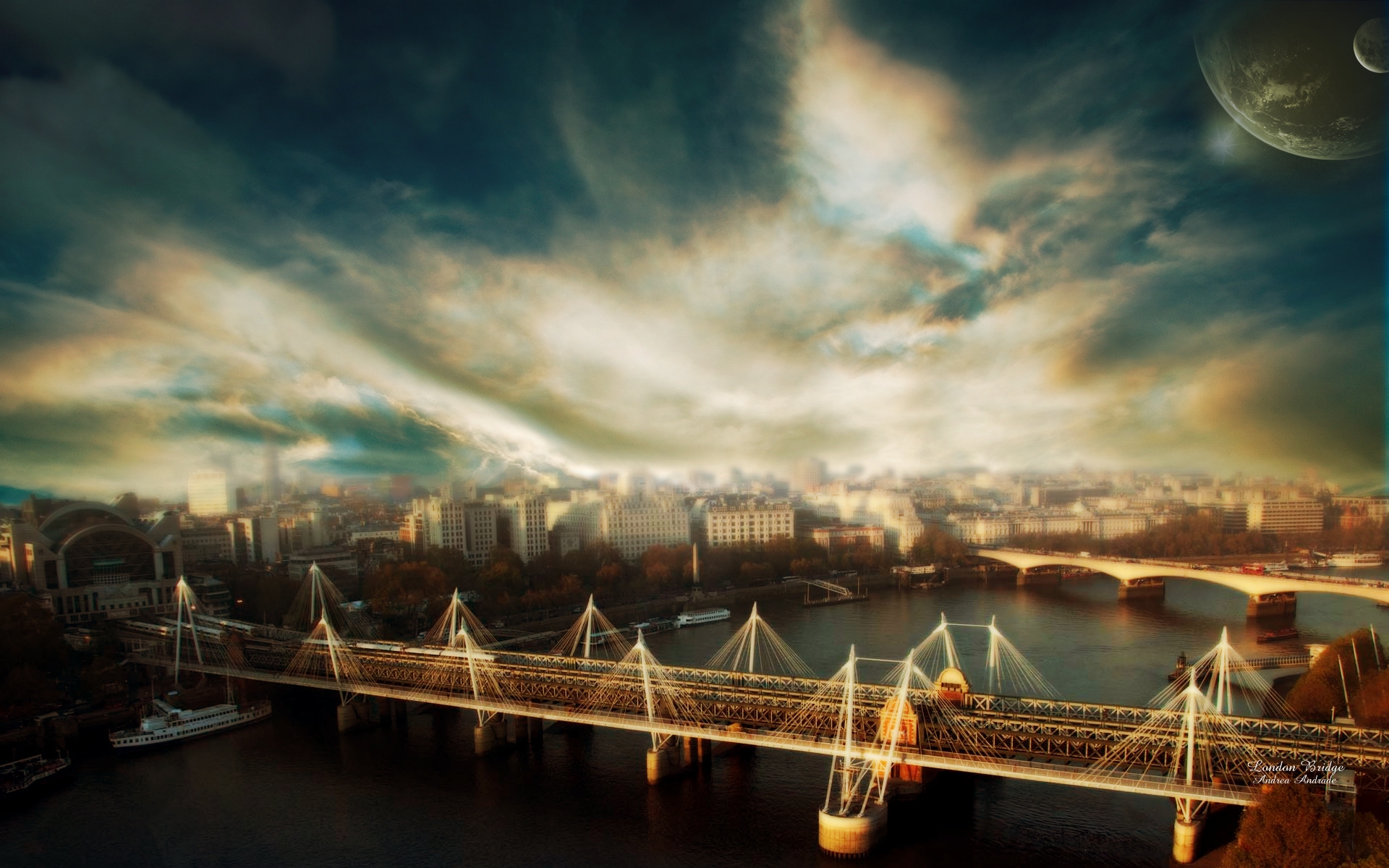 Картинки Лондон, мост, река, hdr фото и обои на рабочий стол