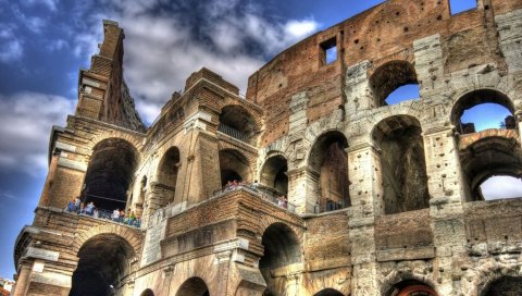 Colosseum, италия, люди, небо