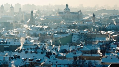 Вильнюс, Литва, городской пейзаж, крыша,