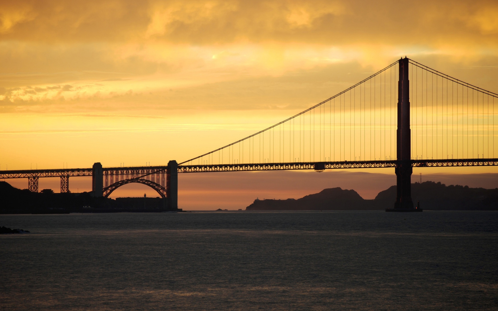 Картинки Сан-Франциско, мост, море, ночь фото и обои на рабочий стол