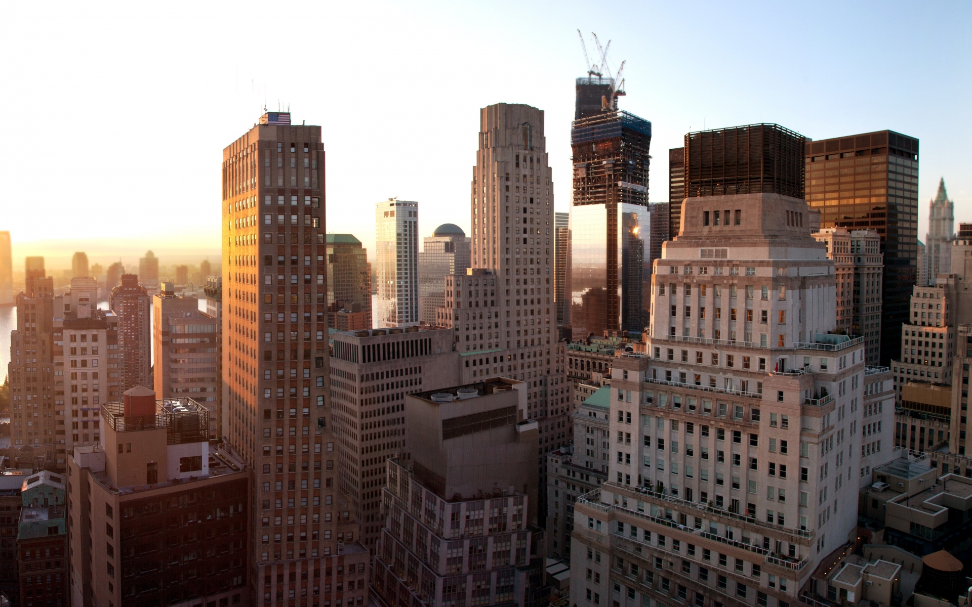 Картинки Нью-Йорк, закат, здания, небоскребы фото и обои на рабочий стол