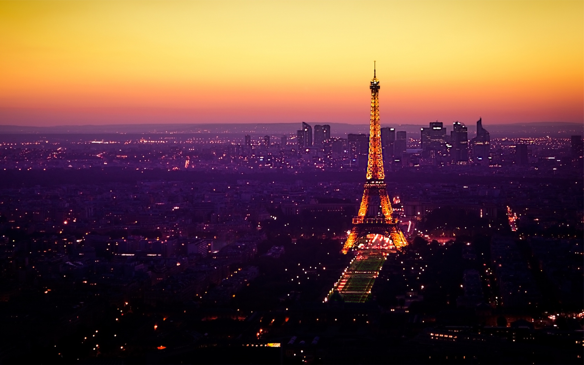 Картинки Париж, Франция, Эйфелева башня, закат, огни фото и обои на рабочий стол