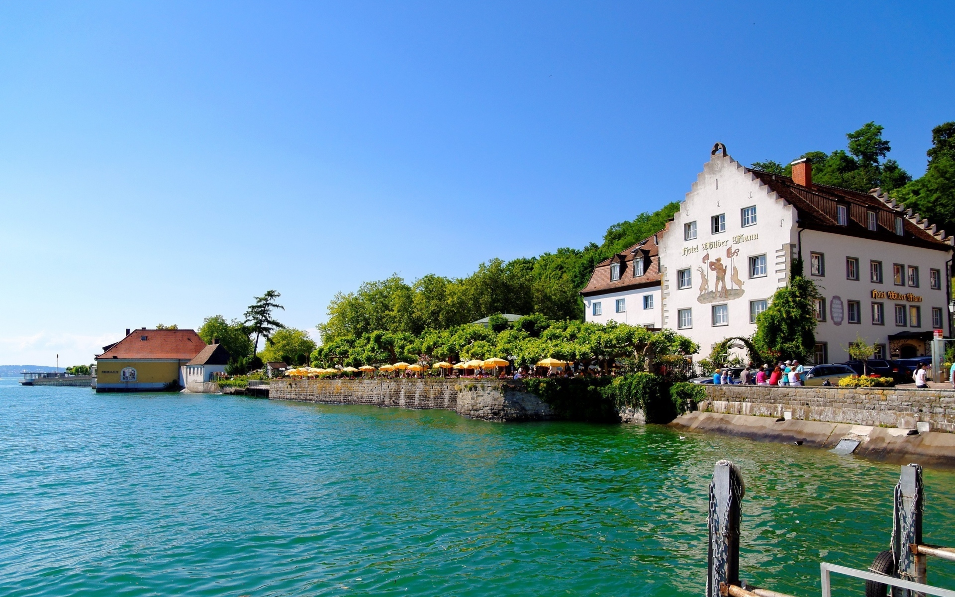 Картинки город, Меерсберг , Германия, дом, деревья, природа, вода, озеро, река фото и обои на рабочий стол
