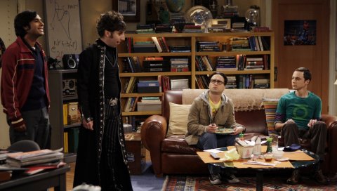Теория большого взрыва, sheldon, leonard, howard, raj, костюмы, комната