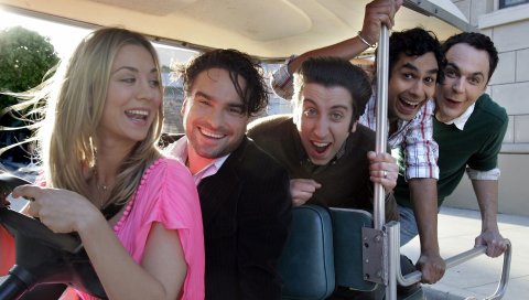 Sheldon, leonard, howard, penny, raj, теория Большого взрыва, автобус, улыбка