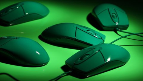 Компьютерные мыши, зеленый, провод, тень, шнур, USB