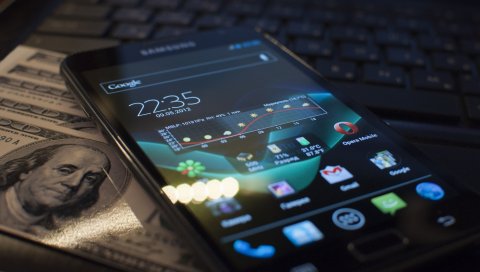 Андроид, галактика samsung, мобильный телефон, сенсорный экран