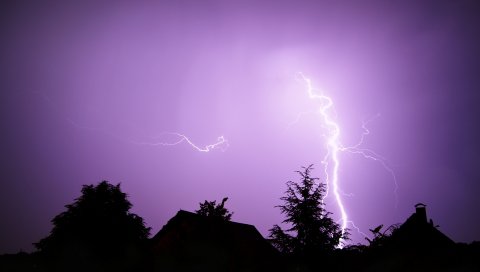 Молния, элементы, категория, небо, сирень