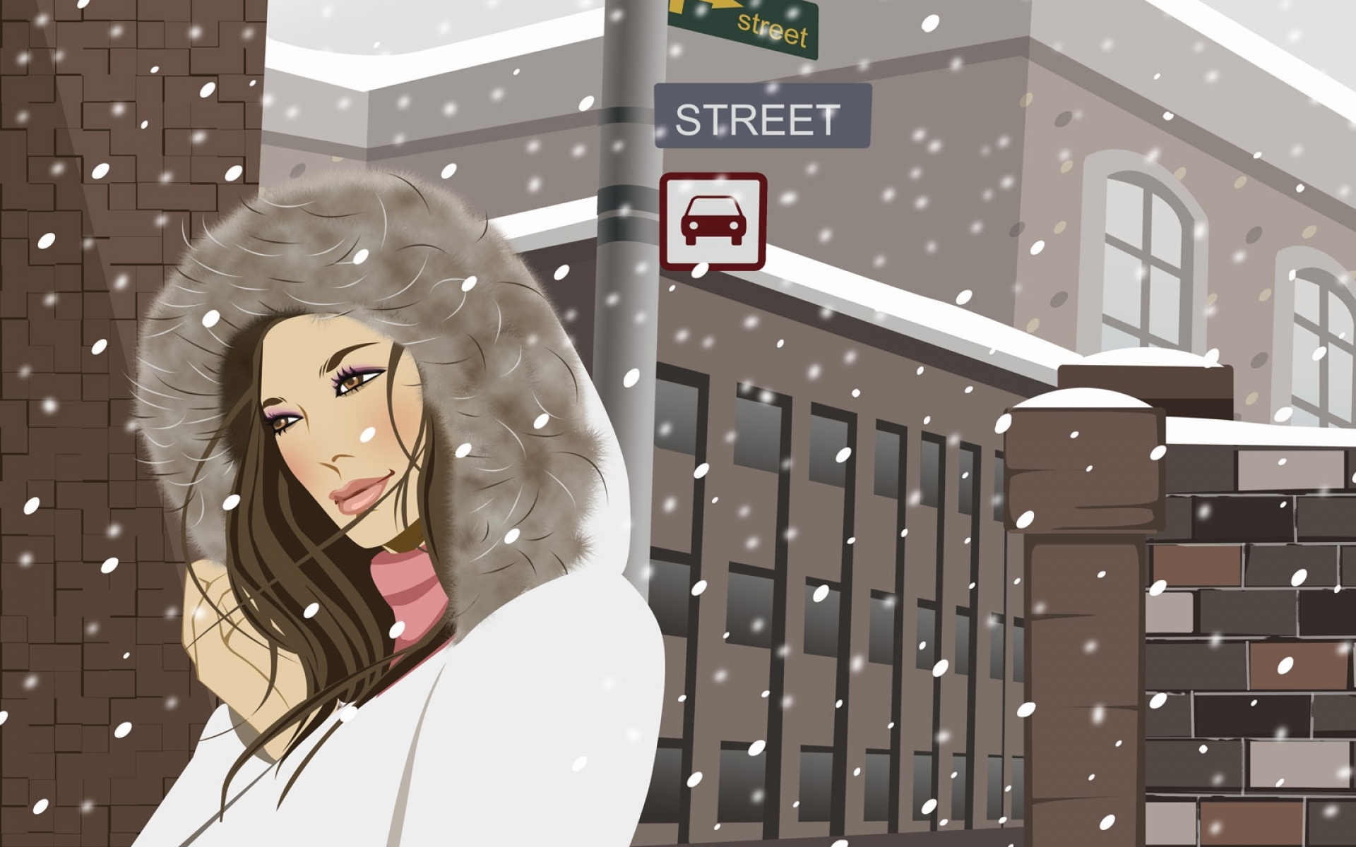 Картинки Девушка, зима, лицо, снег, капот фото и обои на рабочий стол