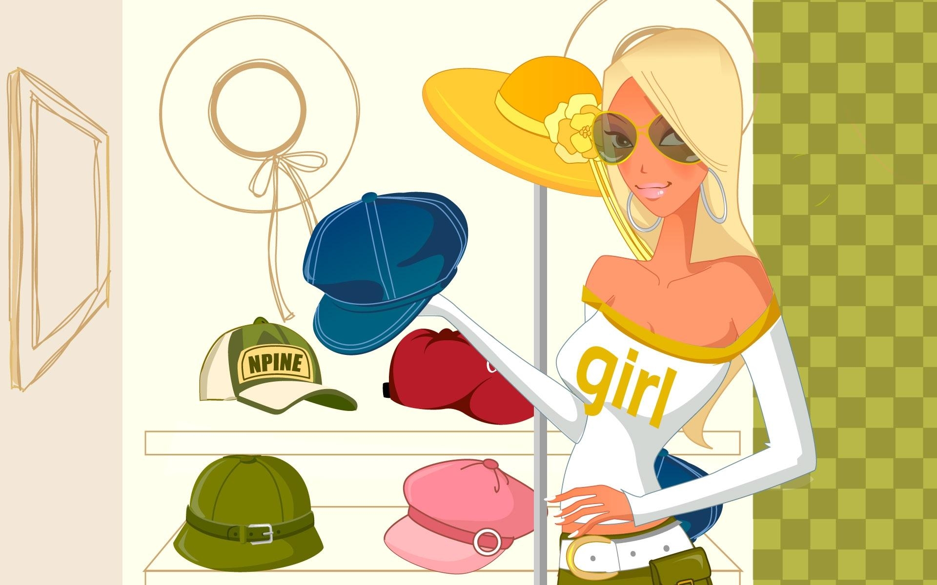 Картинки Девушка, магазин, стиль, шляпы фото и обои на рабочий стол