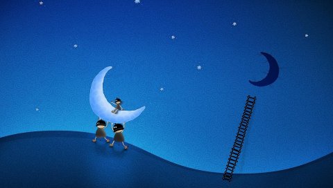 Луна, люди, небо, подражание