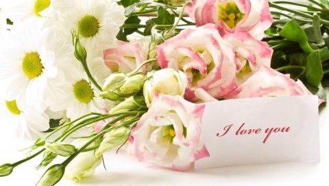 Розы, lisianthus russell, хризантемы, цветы, букет, примечание, принятие, любовь