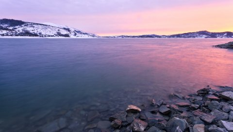 Камни, берега, холод, сирень