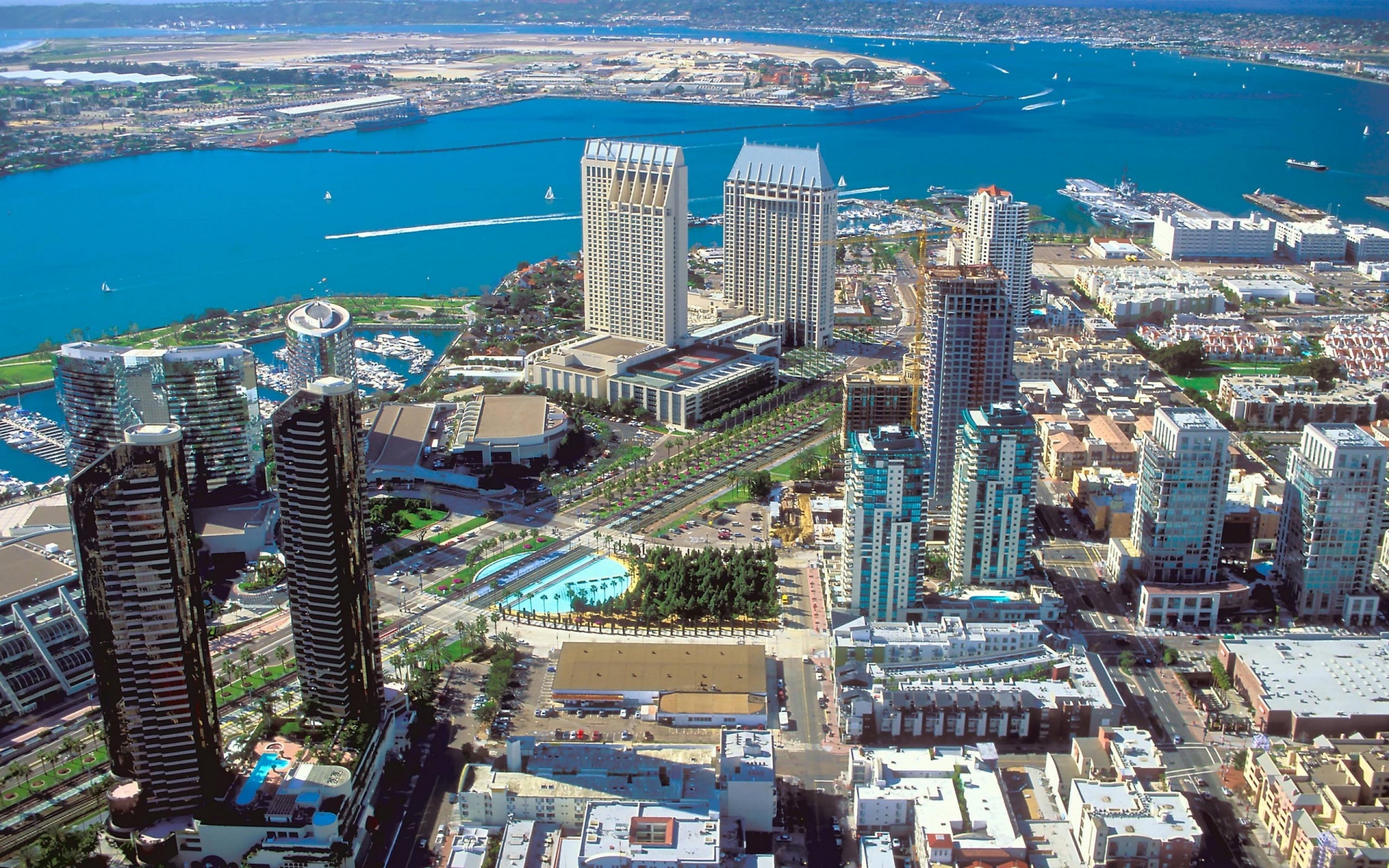 Картинки Сан-Диего, центр города, вид сверху, небоскребы, калифорния, США фото и обои на рабочий стол