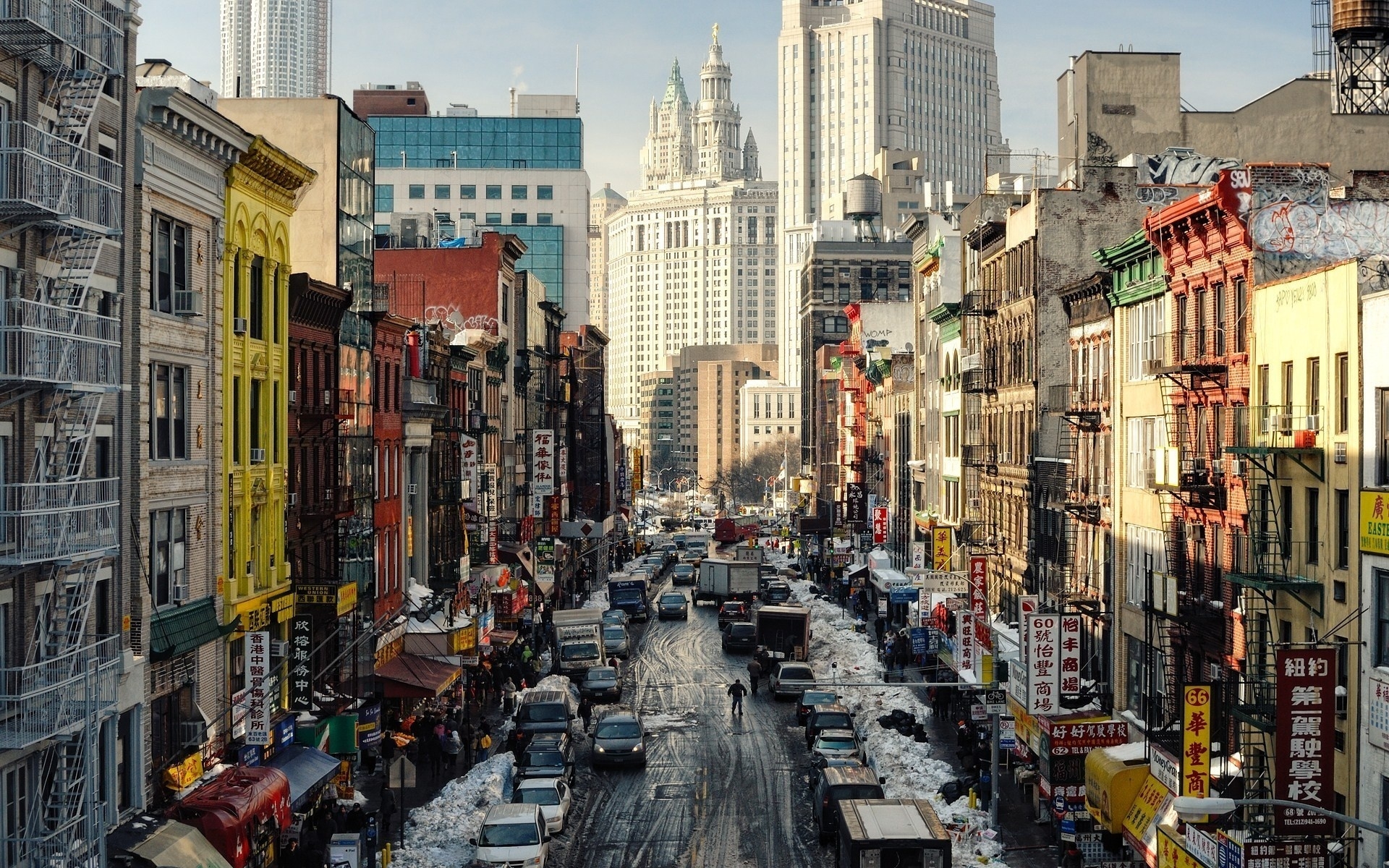 Картинки Нью-Йорк, город, вид сверху, улица, небоскребы фото и обои на рабочий стол