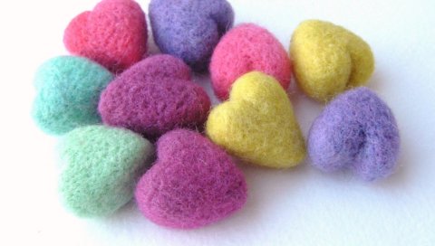 Сердечки, разноцветные, форма, шарики, нитки