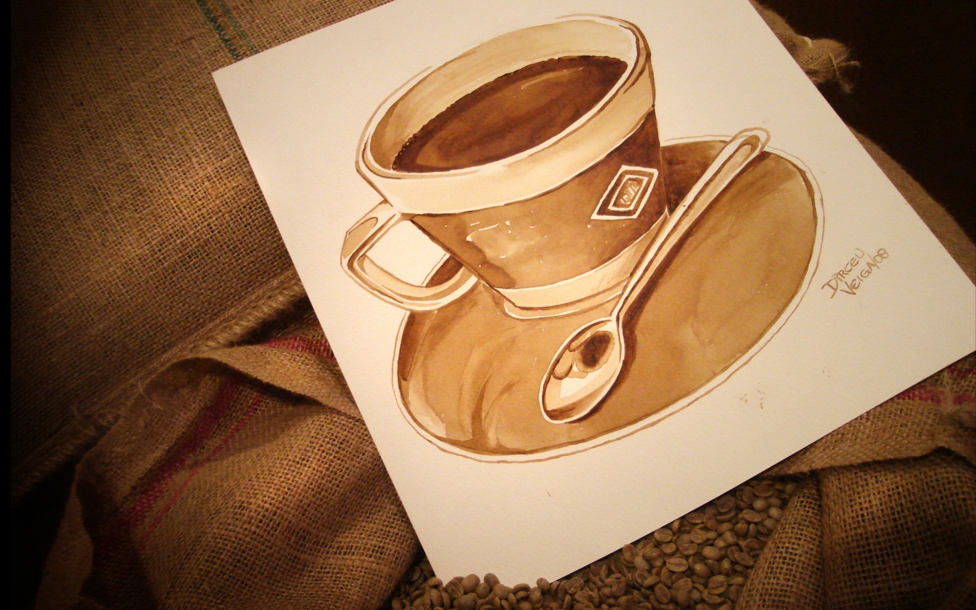 Картинки рисунок, чашка, кофе, кофе в зернах фото и обои на рабочий стол