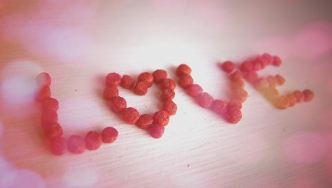 Еда, сладость, надпись, размытие, любовь