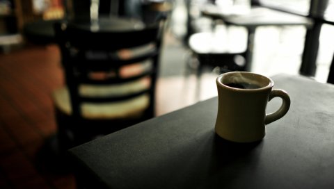 Кафе, чашка, кофе, горячий, настроение, стол, стулья, мебель, тень