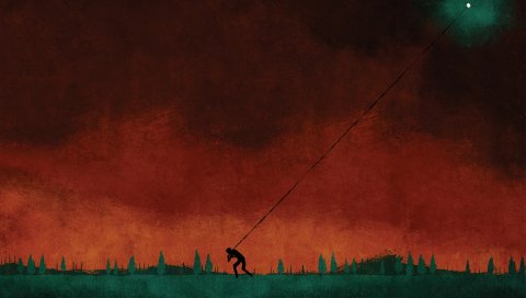 Звезда, человек, небо, бремя, рисунок