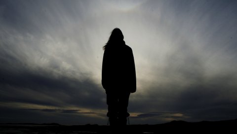 Человек, один, силуэт, одиночество, свобода