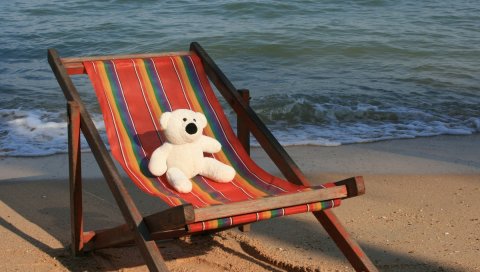 Настроение, море, пляжное кресло, игрушка, плюшевый мишка, путешествия, отдых, Таиланд