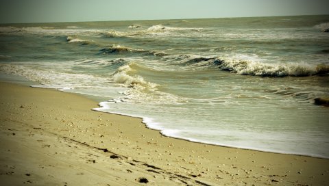 Море, песок, вода, грязный, океан, пляж