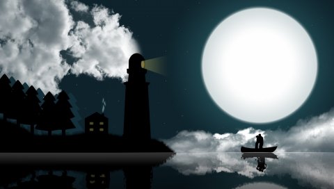 Маяк, море, пляж, свет, небо