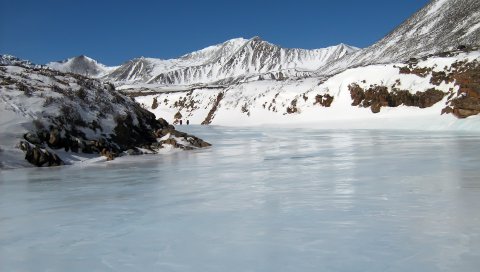 Лед, река, горы, блеск, сдерживание