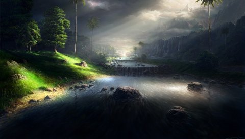 Река, течение, стремление, свет, живопись, искусство