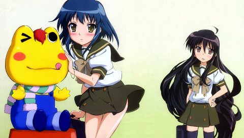 Seifuku shakugan no shana, девушки, юбка, румянец, будучи