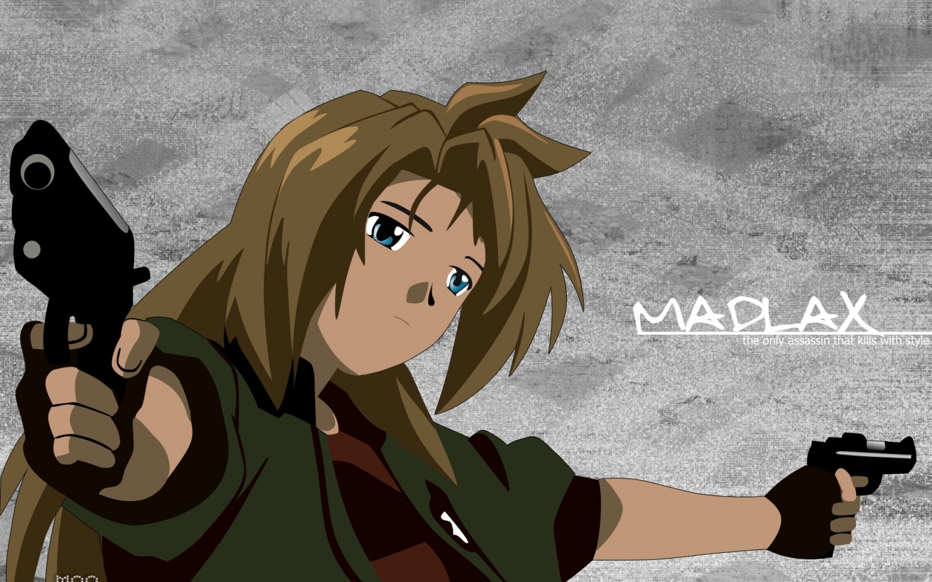Картинки Madlax, девушка, оружие, улыбка, взгляд фото и обои на рабочий стол