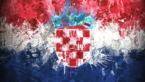 хорватия , флаг, республика, фон, текстура, краска, покрытие