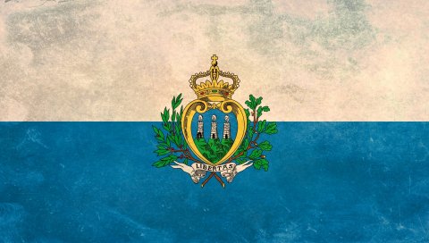 Флаг, Сан-Марино, текстура, фон, краска, пятно