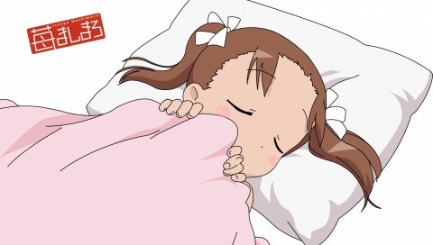 Mashimaro matsuoka miu, девушка, одеяло, сон, подушка