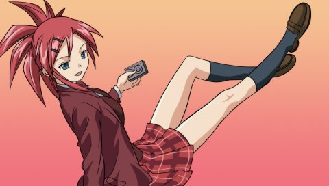 Asakura Кадзуми, девушка, юбка, поза, взгляд