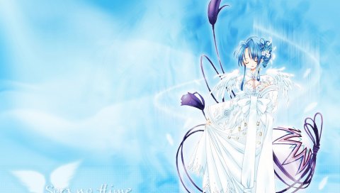 Nanase aoi, девушка, платье, вода, цветы