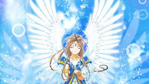 Aa megami-sama, девушка, крылья, ангел, магия