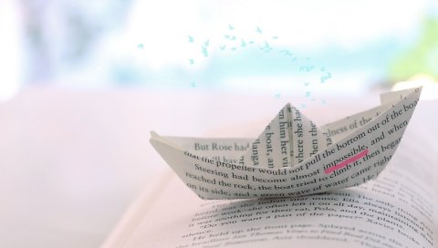 Лодка, оригами, бумага, книга