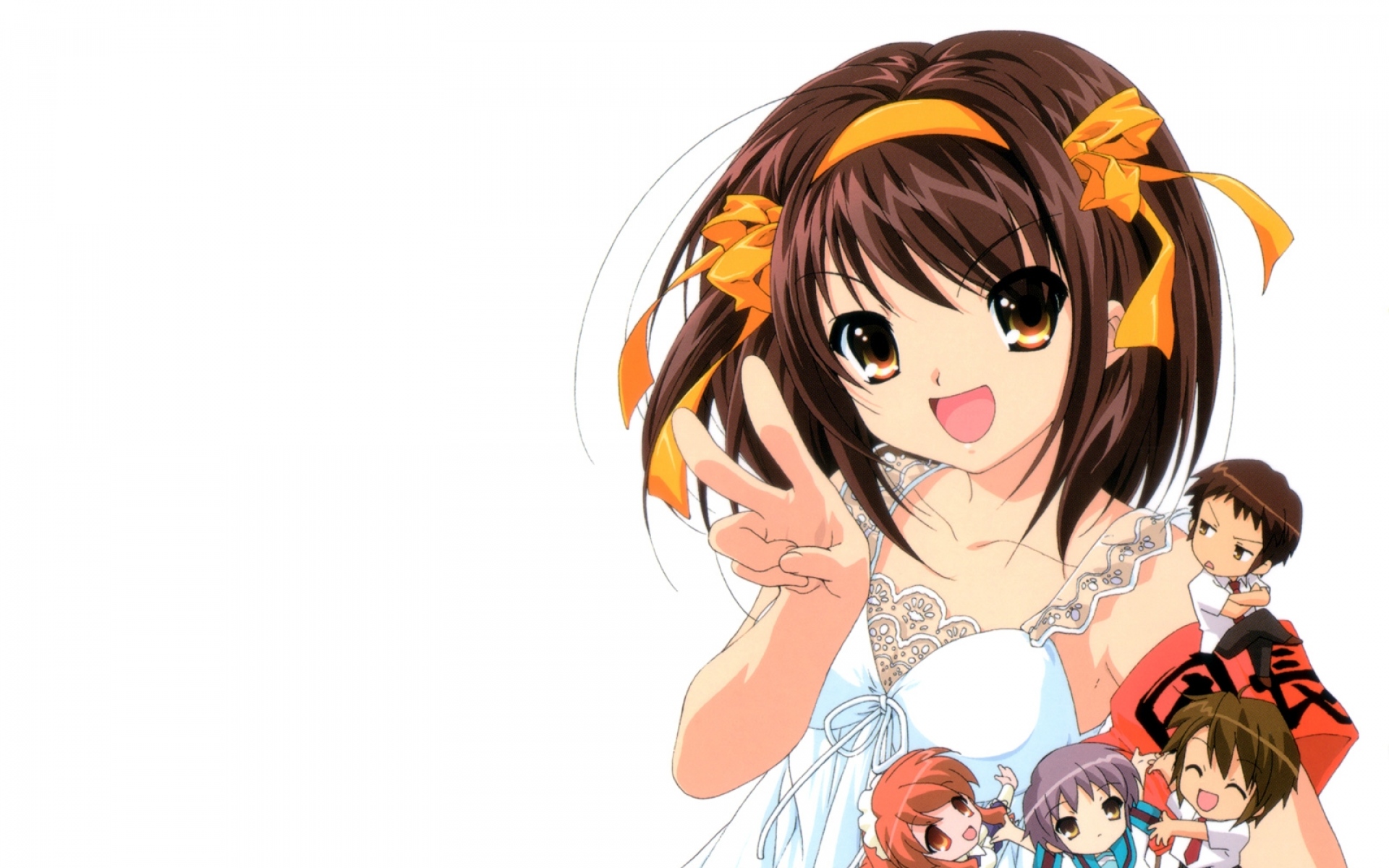 Картинки Koizumi itsuki, девушка, брюнетка, жест, платье фото и обои на рабочий стол